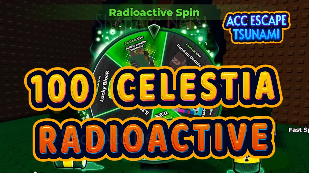 Acc có 100 Celestia Brainrot mutation Radioactive