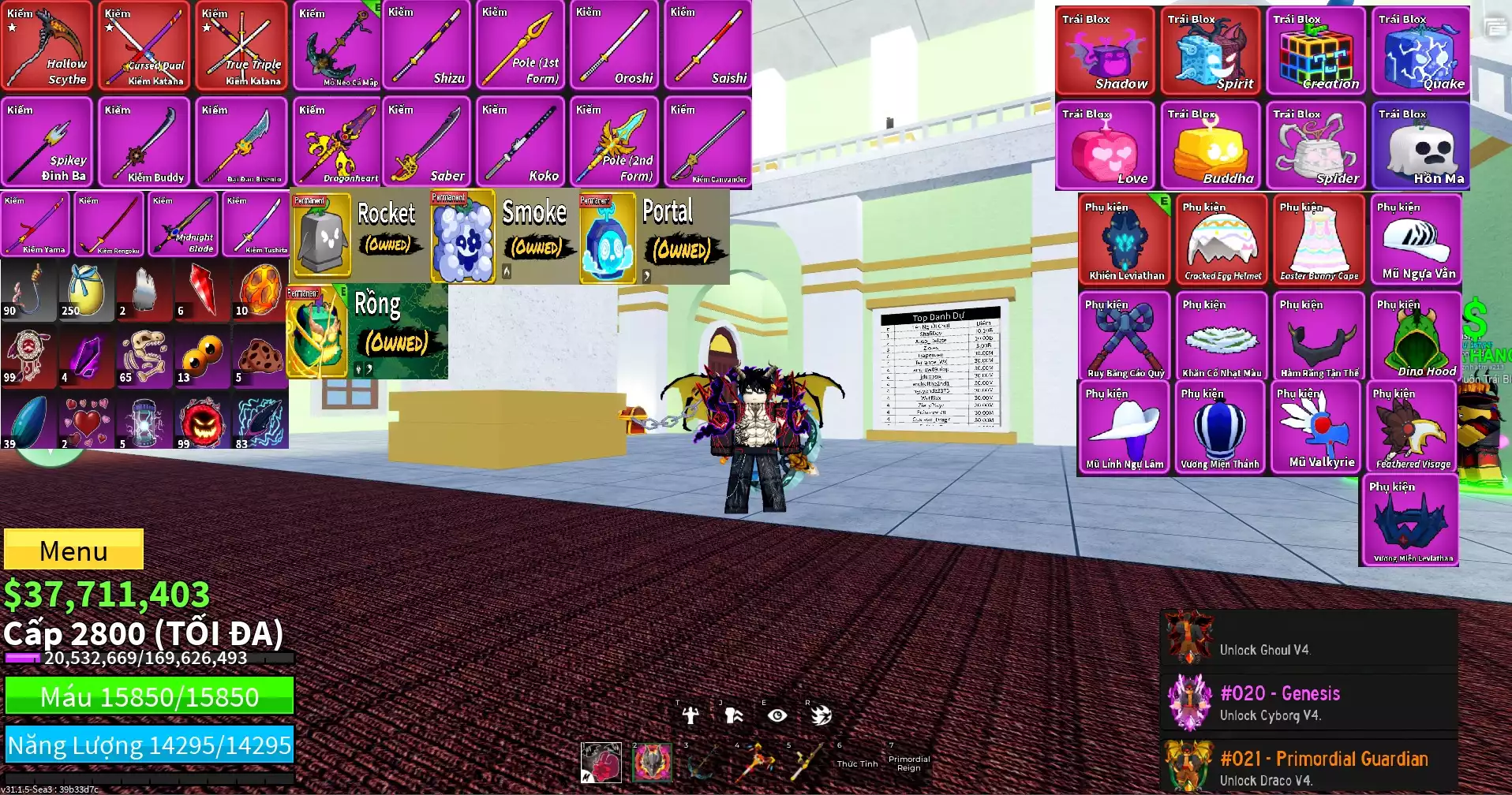 Dragon VV + DracoV4 Full Gear + Portal vv + Cyborg V4 FG + Ghoul V4 FG + Sanguine ART +VV Và Mây Mây